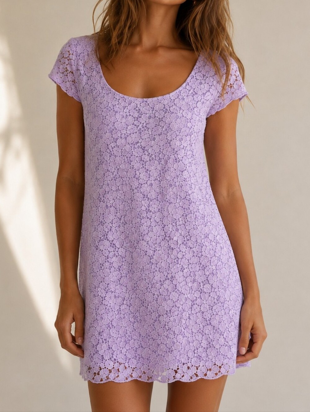 Aritzia Talula Lilac Short Sleeve Lace Mini Dress